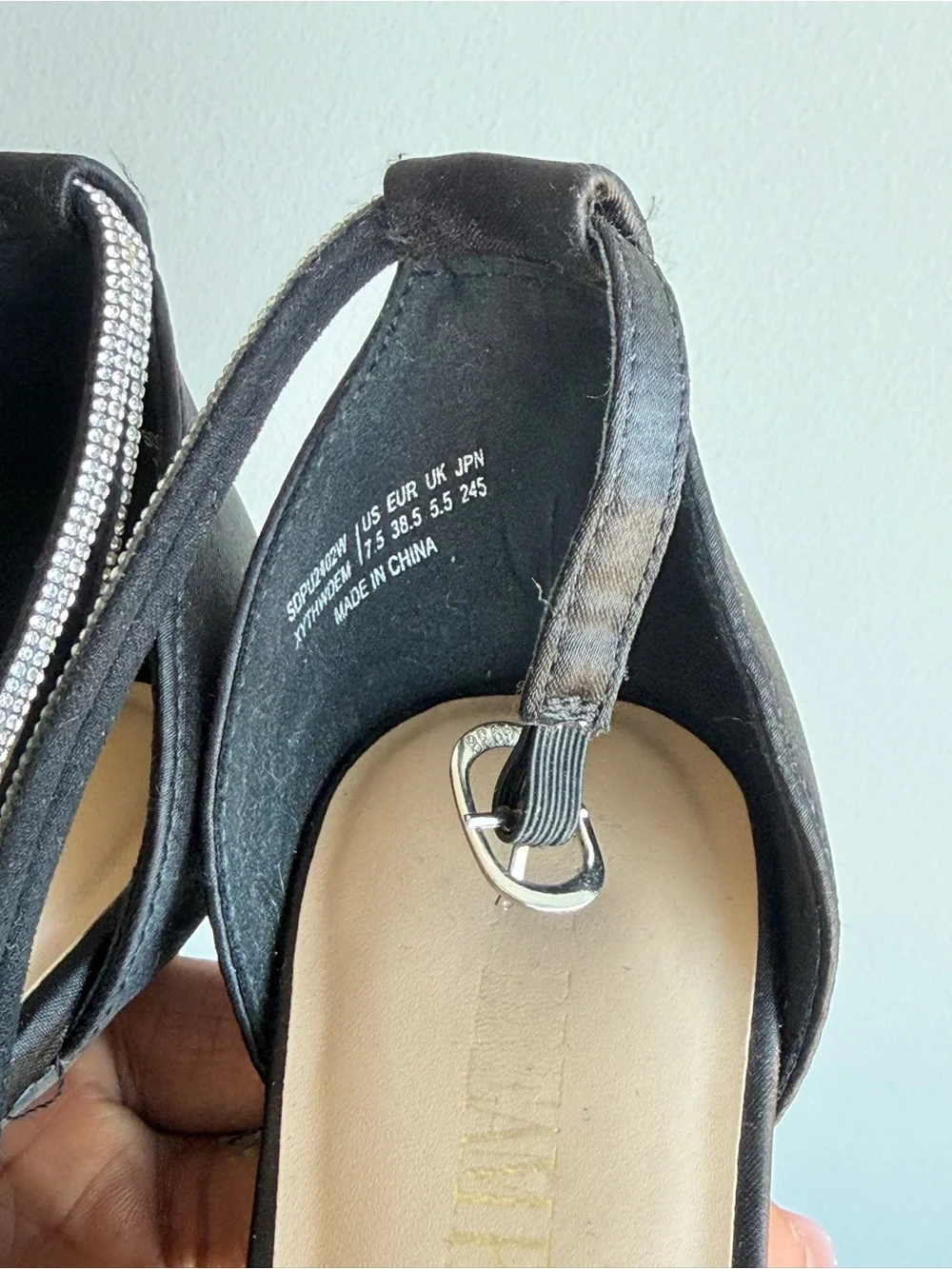 Dream Pairs Women's Black Pointed Toe Rhinestone Slingback Flats